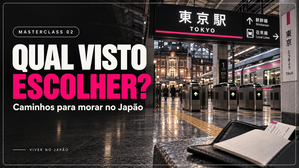Capa da masterclass Qual visto escolher? Caminhos para morar no Japão
